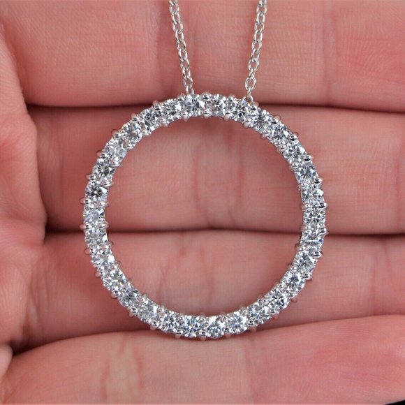 19366 Roberto Coin 18K White Gold Diamond 32mm Large O Circle of Life Pendant - Picture 3 of 3